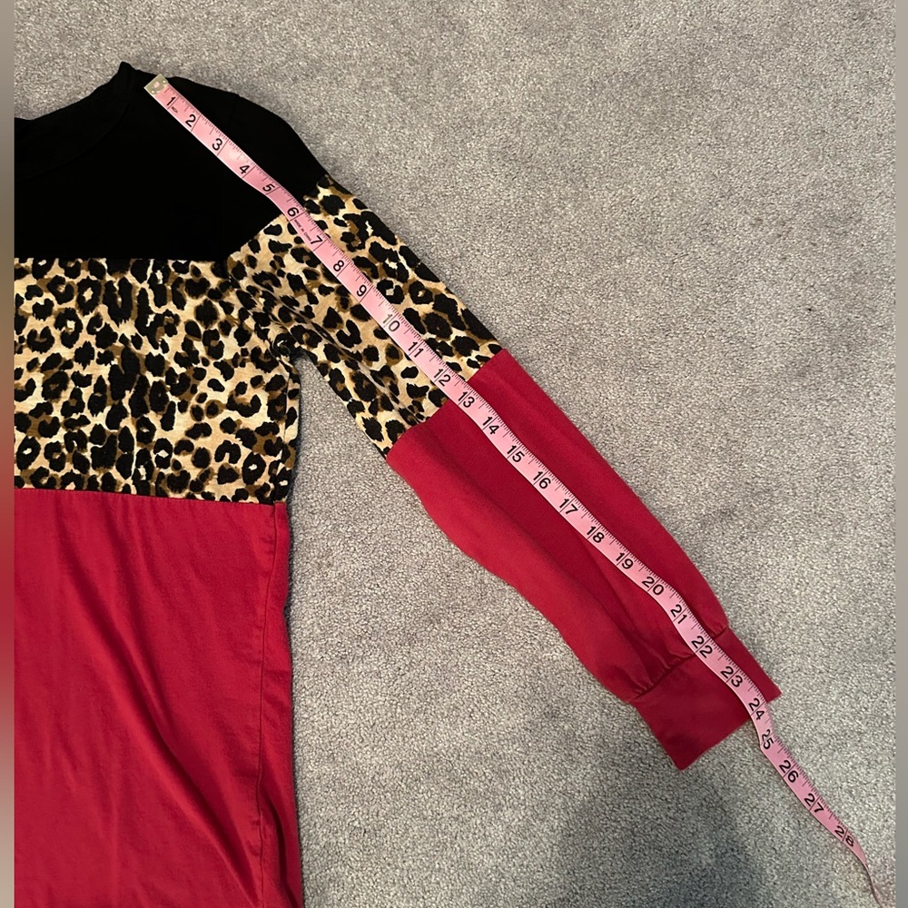 Women’s Top Red Black and animal print. Size small. - Picture 3 of 6